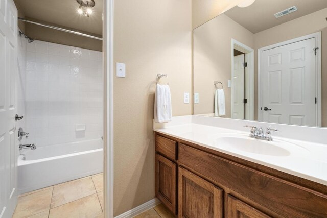 5701 Sunset Rdg, Austin, TX 78735 - full bath featuring vanity, tub / shower combination, and tile patterned flooring