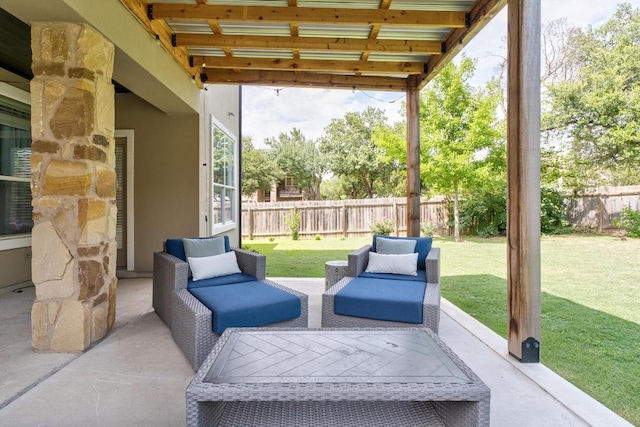 5701 Sunset Rdg, Austin, TX 78735 - fenced backyard with an outdoor hangout area and a patio