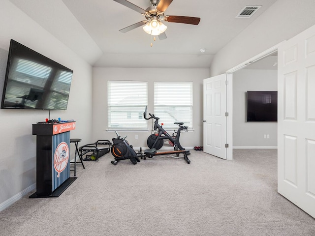 453 Arrowhead Vine St, Leander, TX 78641 - workout area with carpet and ceiling fan