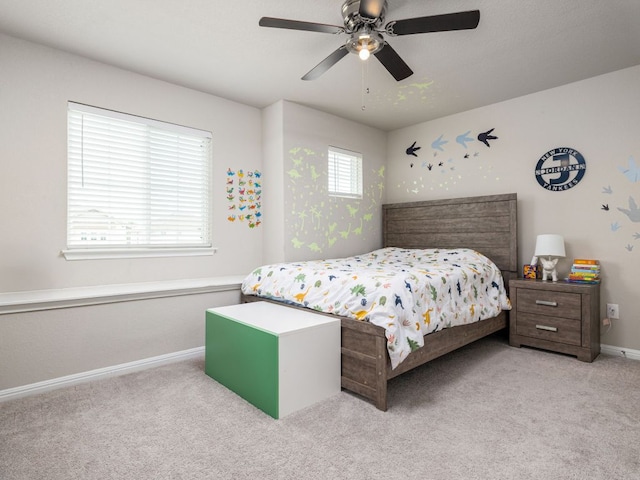 453 Arrowhead Vine St, Leander, TX 78641 - bedroom with light colored carpet and a ceiling fan
