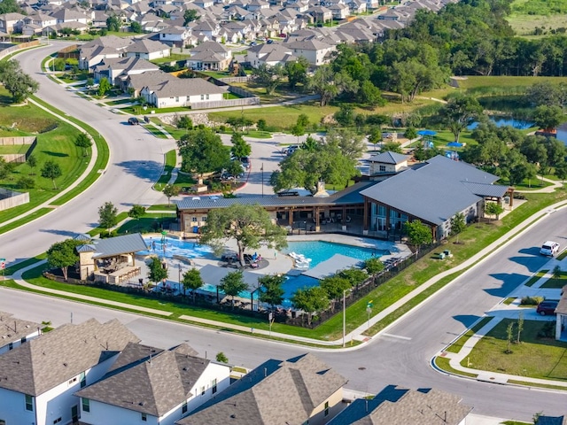 453 Arrowhead Vine St, Leander, TX 78641 - aerial perspective of suburban area featuring a pool area