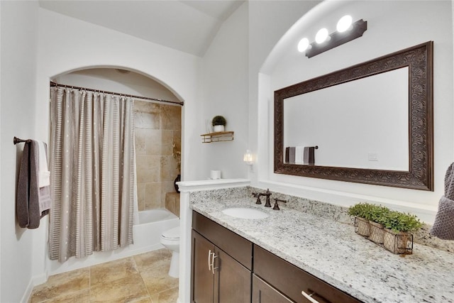 239 Holman Path, Hutto, TX 78634 - full bath featuring vanity, shower / bath combination with curtain, and lofted ceiling