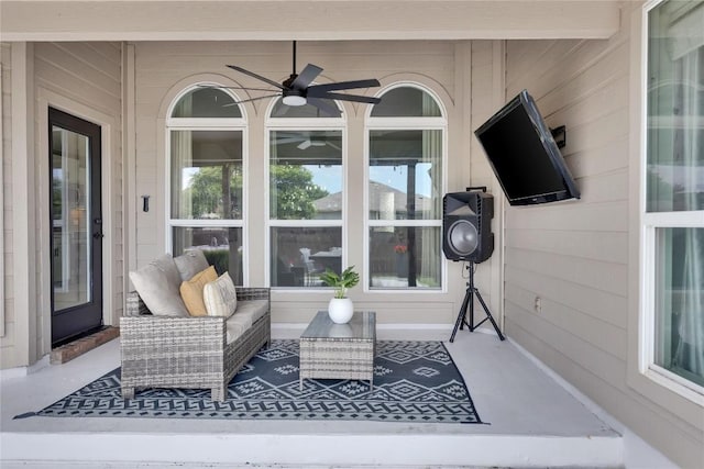 239 Holman Path, Hutto, TX 78634 - view of patio / terrace with a ceiling fan and outdoor lounge area