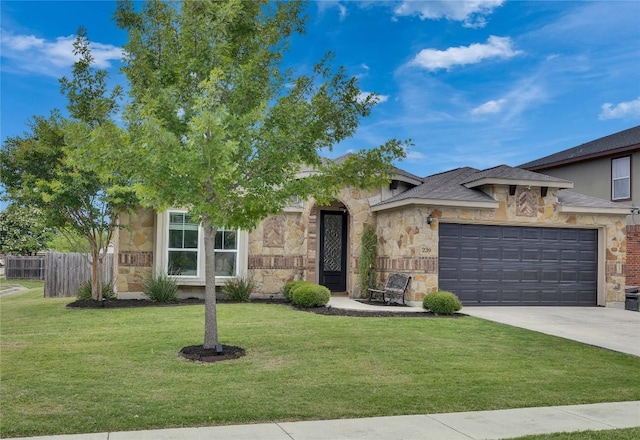 239 Holman Path, Hutto, TX 78634 - view of front of property featuring stone siding, driveway, and a garage