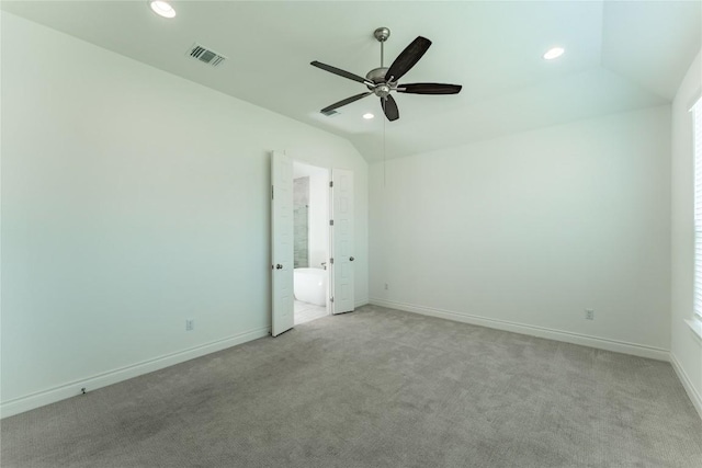 152 Limestone Dr, Georgetown, TX 78628 - carpeted spare room with a ceiling fan, recessed lighting, and vaulted ceiling