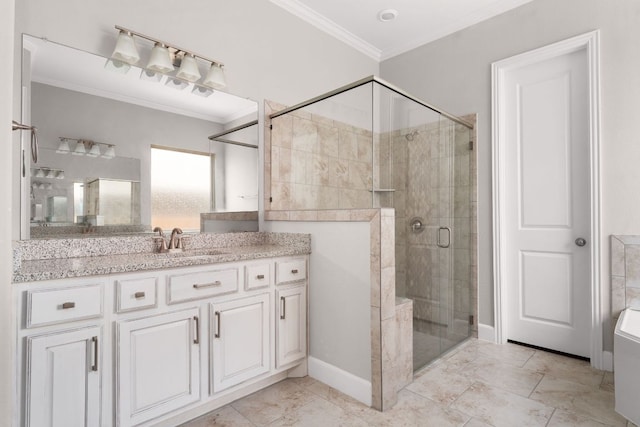 103 County Road 180 Unit 35, Leander, TX 78641 - full bath featuring crown molding, a shower stall, and vanity