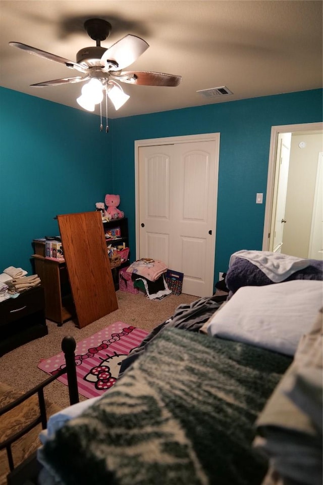 201 Hale Irwin Loop, Round Rock, TX 78664 - bedroom with a closet, carpet flooring, and ceiling fan