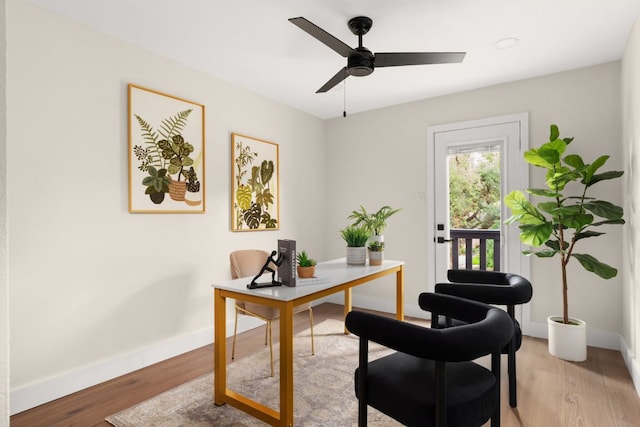 10006 Mandeville Cir, Austin, TX 78750 - office with a ceiling fan and light wood-style floors