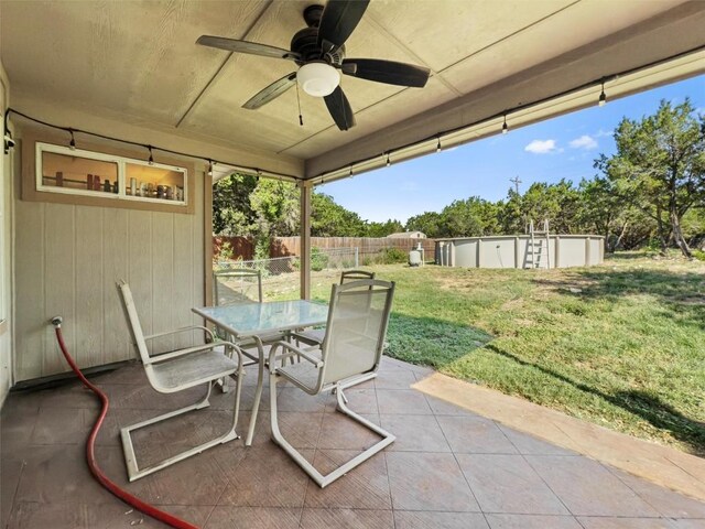 6005 La Mesa St, Leander, TX 78645 - view of patio with outdoor dining space and ceiling fan