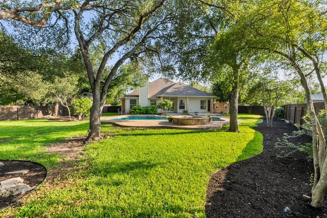 2700 Dagama Ct, Cedar Park, TX 78613 - fenced backyard with a patio area and a pool with connected hot tub