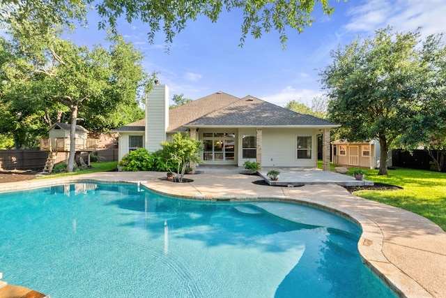 2700 Dagama Ct, Cedar Park, TX 78613 - view of swimming pool with a patio and a storage unit