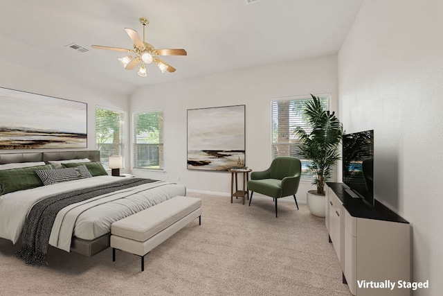 2700 Dagama Ct, Cedar Park, TX 78613 - bedroom with light carpet, multiple windows, and a ceiling fan