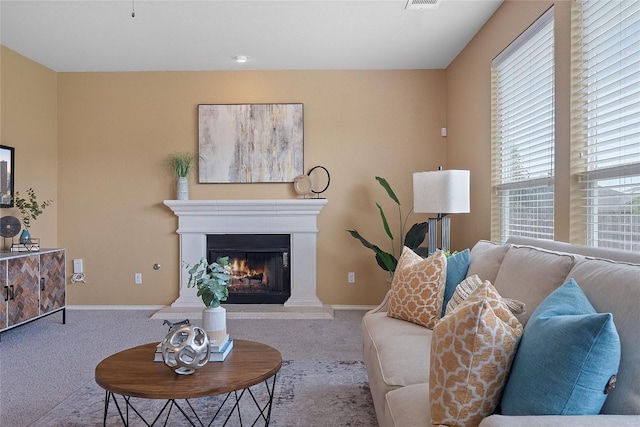 11221 Old Quarry Rd, Austin, TX 78717 - carpeted living area with a glass covered fireplace and baseboards