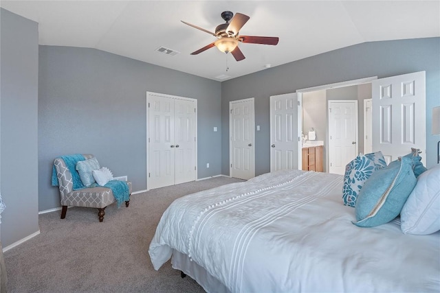 11221 Old Quarry Rd, Austin, TX 78717 - bedroom featuring vaulted ceiling, carpet floors, ceiling fan, and a closet