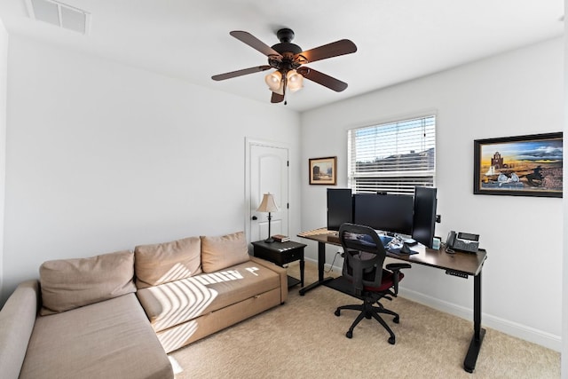 174 Jayne Cv, Austin, TX 78737 - carpeted office featuring a ceiling fan and baseboards