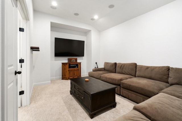 174 Jayne Cv, Austin, TX 78737 - living area with light colored carpet, recessed lighting, and vaulted ceiling