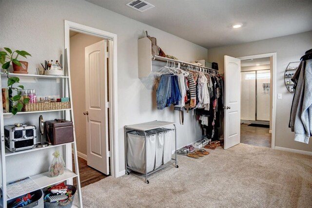 508 Bluffview Dr, Bastrop, TX 78602 - walk in closet featuring carpet floors