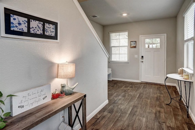 508 Bluffview Dr, Bastrop, TX 78602 - entrance foyer featuring dark wood-style floors and stairway