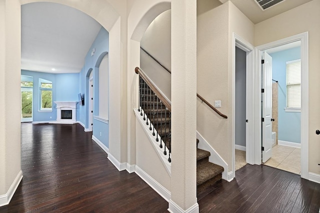 204 Lake Como Dr, Austin, TX 78734 - hall featuring wood-type flooring and stairway