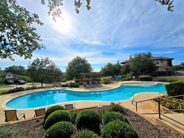 204 Lake Como Dr, Austin, TX 78734 - community pool with a pergola and a patio area