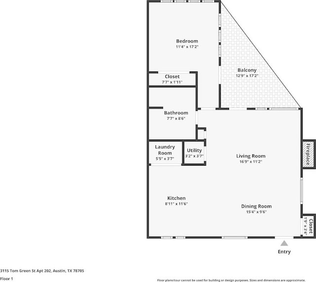 3115 Tom Green St Unit 202, Austin, TX 78705 - view of floor plan / room layout