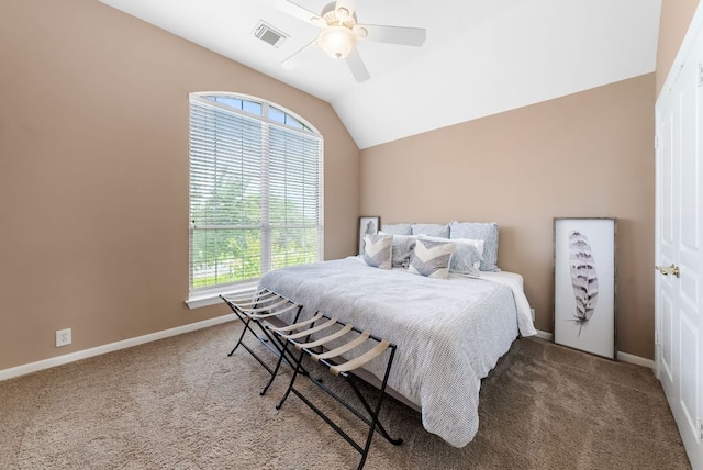 11606 Uplands Ridge Dr, Bee Cave, TX 78738 - carpeted bedroom with lofted ceiling and ceiling fan