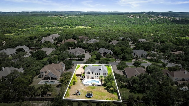 11606 Uplands Ridge Dr, Bee Cave, TX 78738 - aerial view of residential area with a heavily wooded area and property parcel outlined