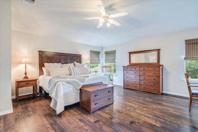 18717 Shoreless Dr, Pflugerville, TX 78660 - bedroom featuring dark wood-style flooring and ceiling fan