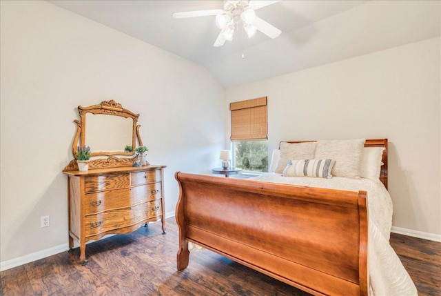 18717 Shoreless Dr, Pflugerville, TX 78660 - bedroom featuring lofted ceiling, wood finished floors, and ceiling fan