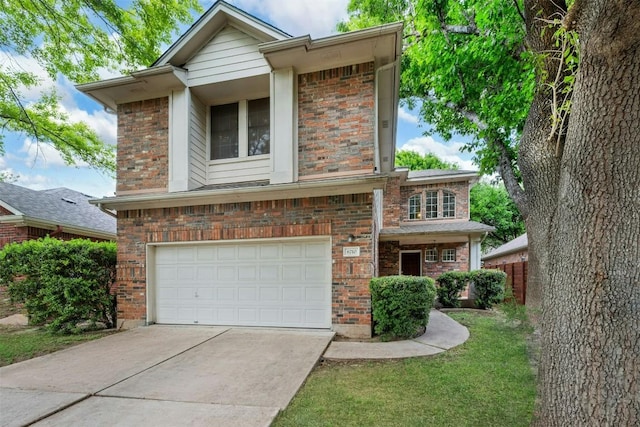 6710 Telluride Trl, Austin, TX 78749 - view of front of property featuring concrete driveway, a garage, and brick siding