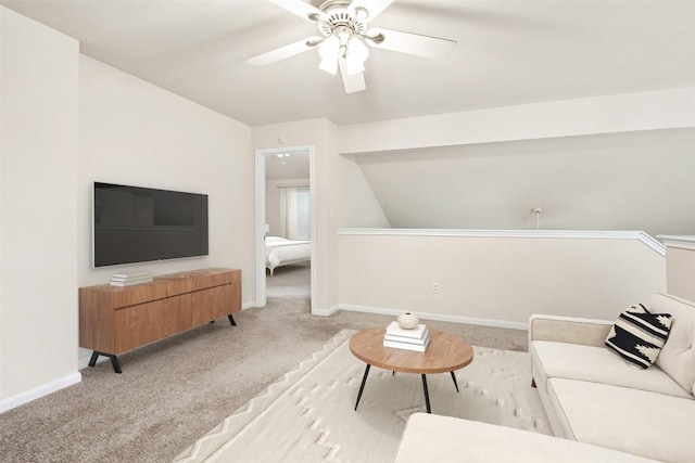 6710 Telluride Trl, Austin, TX 78749 - living room featuring carpet floors and a ceiling fan