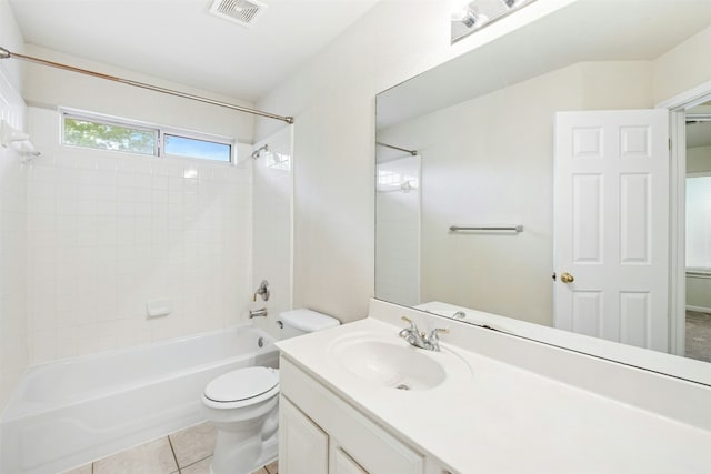 6710 Telluride Trl, Austin, TX 78749 - bathroom with bathing tub / shower combination, vanity, and tile patterned floors