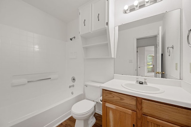 707 Eaglecreek Dr, Leander, TX 78641 - full bathroom with vanity, shower / tub combination, and wood finished floors