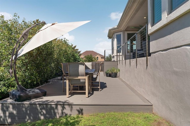 2105 Peoria Dr, Leander, TX 78641 - view of patio / terrace featuring outdoor dining space and a wooden deck