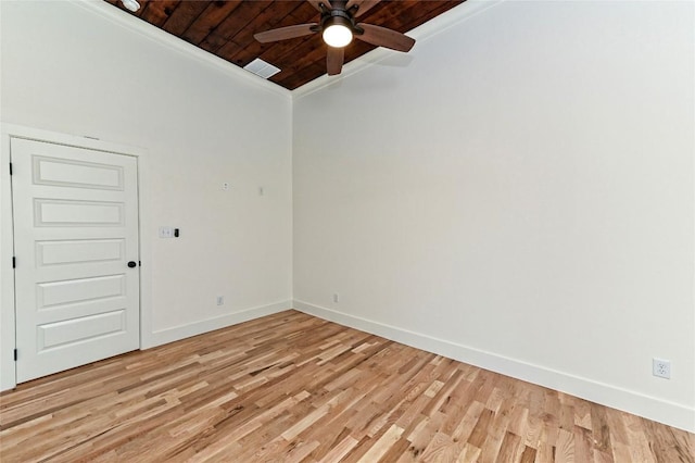 1104 E Salty St, Thorndale, TX 76577 - empty room with wooden ceiling, ceiling fan, light wood-style floors, and vaulted ceiling