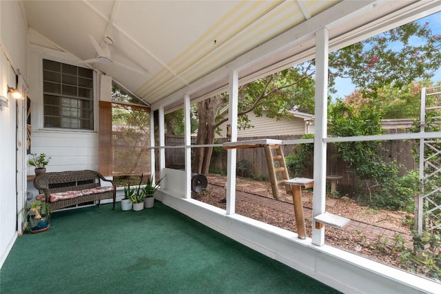 2206 Newfield Ln, Austin, TX 78703 - unfurnished sunroom featuring vaulted ceiling and healthy amount of natural light