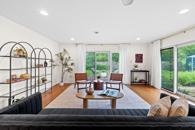 7710 Shoal Creek Blvd, Austin, TX 78757 - living room featuring wood finished floors and recessed lighting