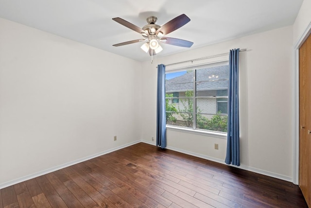 7710 Shoal Creek Blvd, Austin, TX 78757 - unfurnished room with dark wood-style floors and ceiling fan