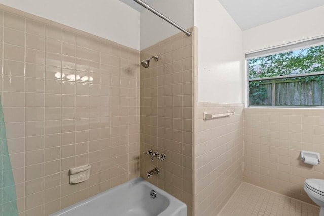 7710 Shoal Creek Blvd, Austin, TX 78757 - bathroom with washtub / shower combination and tile walls