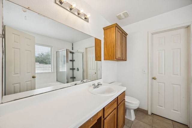 1444 Kenneys Way, Round Rock, TX 78665 - bathroom featuring a shower stall, vanity, tile patterned flooring, and a garden tub