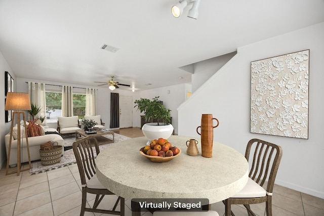 1444 Kenneys Way, Round Rock, TX 78665 - dining room featuring light tile patterned floors and ceiling fan