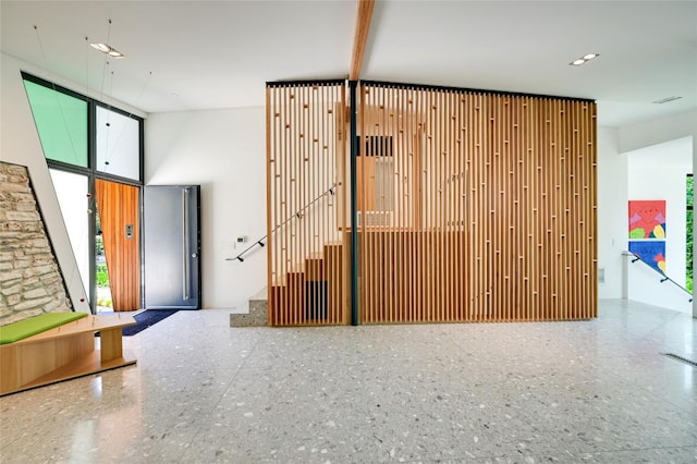 1900 Airole Way, Austin, TX 78704 - interior space featuring a high ceiling and stairs