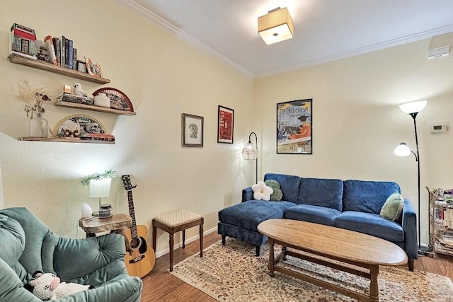 303 W 35th St Unit 202, Austin, TX 78705 - living room with crown molding and wood finished floors