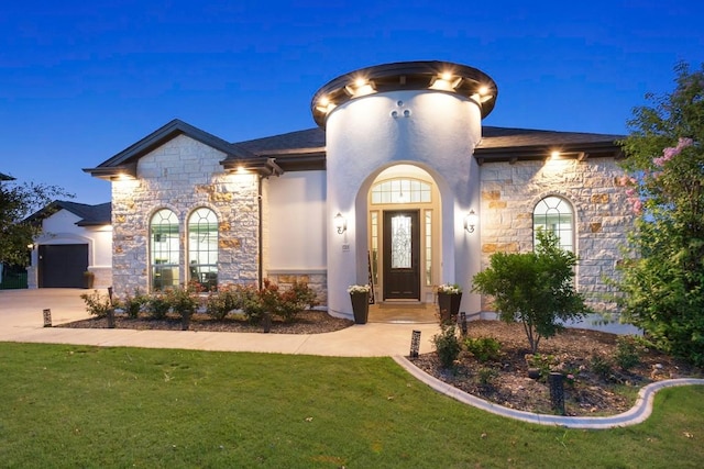 1720 Boscello Ct, Leander, TX 78641 - view of front of house featuring stone siding and a front yard