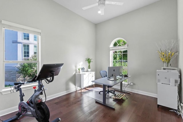1720 Boscello Ct, Leander, TX 78641 - office space featuring plenty of natural light, ceiling fan, and hardwood / wood-style floors