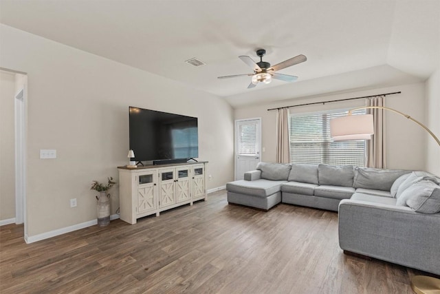 3402 Tilmon Ln, Austin, TX 78725 - living area with ceiling fan and wood finished floors