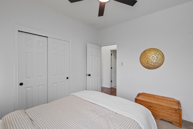 4201 Veiled Falls Dr, Pflugerville, TX 78660 - bedroom featuring a closet and a ceiling fan