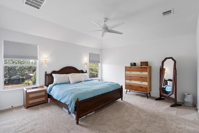 4201 Veiled Falls Dr, Pflugerville, TX 78660 - bedroom with light carpet, multiple windows, and ceiling fan