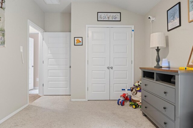 1703 Omaha Dr, Lago Vista, TX 78645 - recreation room featuring carpet and lofted ceiling
