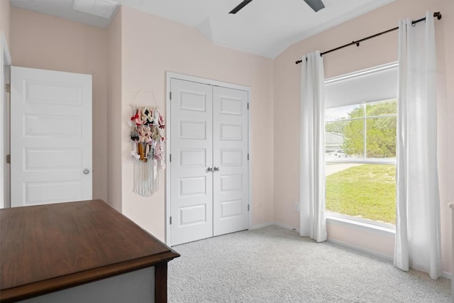 1703 Omaha Dr, Lago Vista, TX 78645 - entryway with carpet and ceiling fan